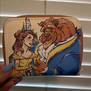 Disney Loungefly Cream and Brown Wallet with Rose Design